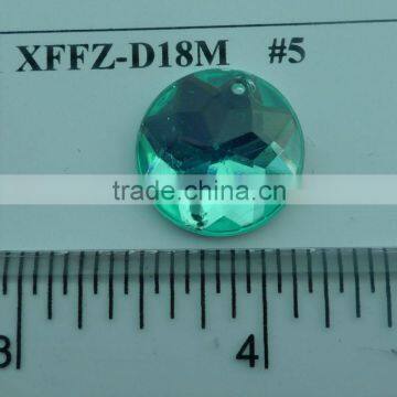 Round Shape Acrylic Stone, sewing for Button, Flatback plastic stone 18mm