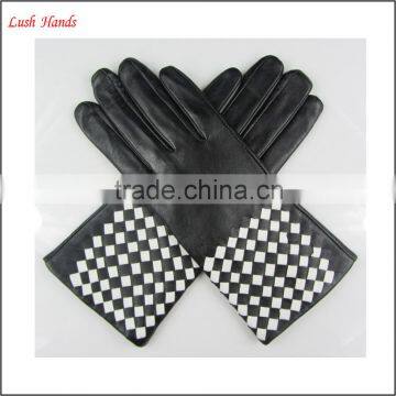 Ladies fashion nappa sheep weaving leather gloves