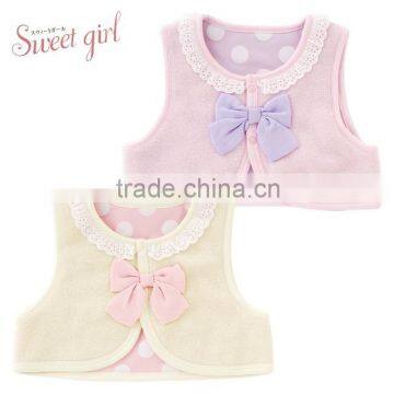 Japanese wholesale products high quality cute ribbon baby winter clothes vest for girl kids wear toddler clothing children