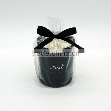 Black Glass Candle Jar,black Candle Holder With Color Ribbon photo-2
