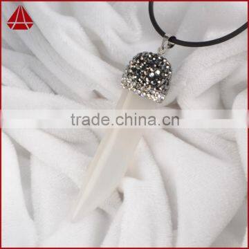 Elephant's Tusk Shape White Onyx Agate Pandant Bead With Black Gun Zircon Pendant Bead