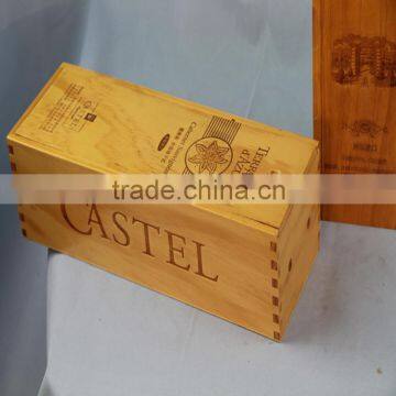 2016 wooden wine box laser engraving logo natural wood color