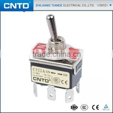 CNTD Yueqing Manufacturer Showerproof Mini Switch Toggle ON-ON DPDT 15A 125VAC C522B