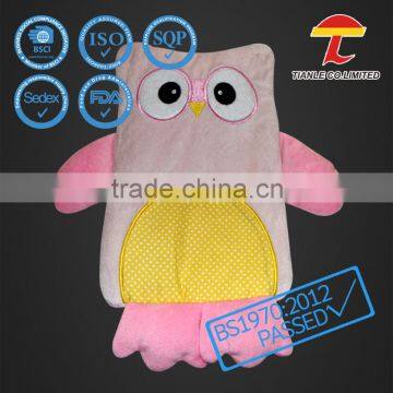 Owl design embroidered cover for 1000ml rubber hot water bottle