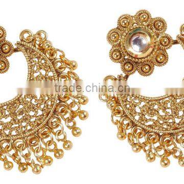 Indian Exclusive Beautiful Charming Kundan Stone Partywear Polki Earrings For Women & Girls photo-3