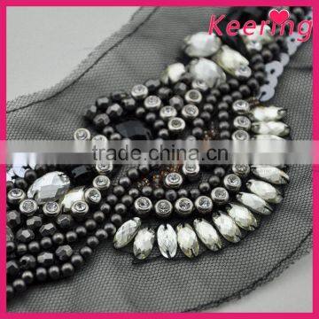 New Arrival Handmade Black Beaded Neckline for Garments photo-3