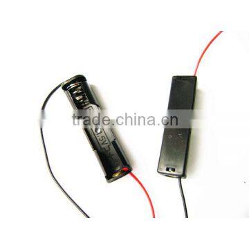 Single AAA Size Cell (UM-4*1) Black Plastic Battery Holder Box 1.5V Case With Wire Lead