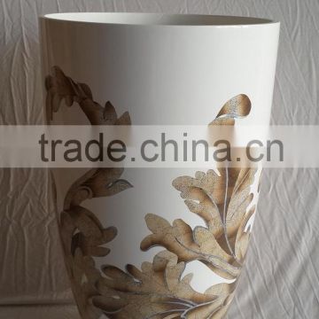 luxury decorative lacquerware vase, finish in MOP, moving eggshell. background white