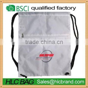 Reusable polyester drawstring backpack bag