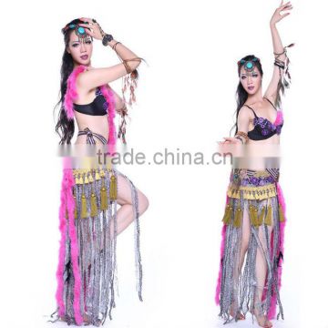 Hot Pink Stylish Fringe Hip Scarf sexy tribal belly dance bra                        
                                                Quality Choice