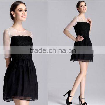 2015 Wholesale Black and White See Through Prom Dress Fashionable