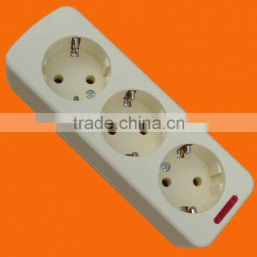 European style 3 way power extension socket with earth (E5003E)