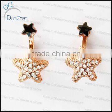 fashion gold star shaped diamond earrings
