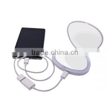 Double side rechargeable portable sea shell mirror with power bank                        
                                                                                Supplier's Choice