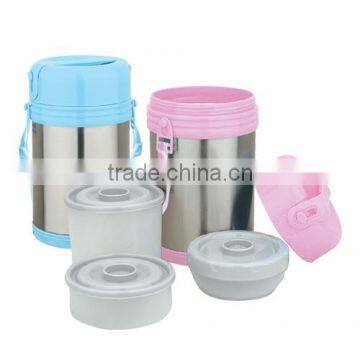 Classic 2000ml high quality 18/8 Stainless Steel Food Container With 3 Bowls