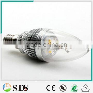 LED Candle bulb high power 3W e14 LED Candle Bulb Silver Warm White led candle light