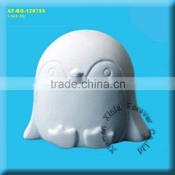 high white ceramic bisque penguin money bank account