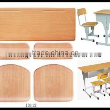 Double or single student desk and chair, moulded panel, Werzalit table