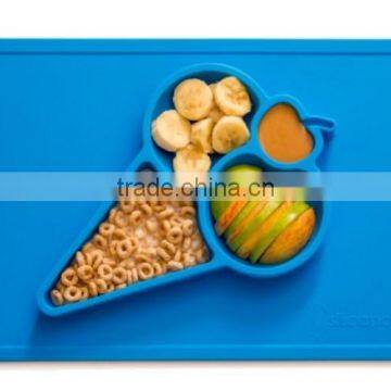 BPA Free Wholesale Non-slip Silicone Baby Placemat Plate