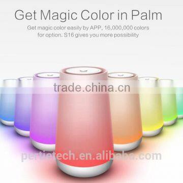 portable mobile App control color changing LED lamp bluetooth speaker with touch panel