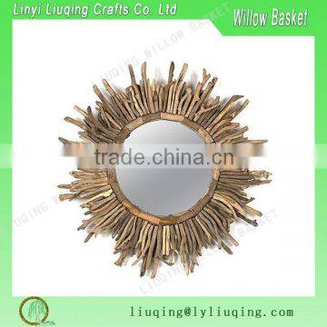 Driftwood Twigs Coastal Style Sunburst Starburst Round Driftwood Mirror