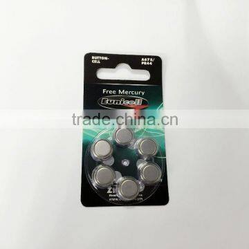 Mercury Free 0% Hg & Pb A675 battery for hearing aid 1.4v zinc air battery A675 PR44