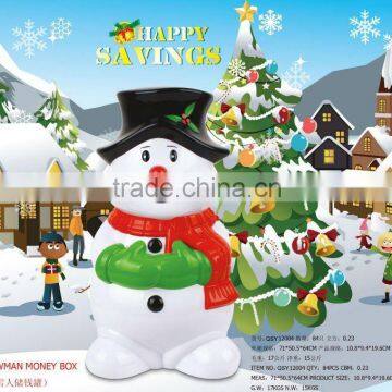 Cool design snowman plastic money saving bank