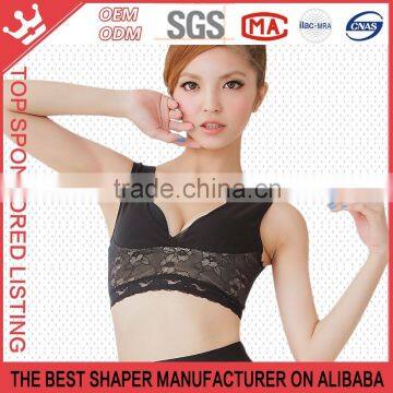 Women's Mesh Lace Trim Underwired Wide Strap Push Up Bra