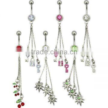 Triple Dangle Navel Rings Belly Bar