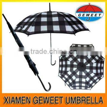 2015 polyester fabric Auto Open Wholesale Woven Check Rain Umbrella