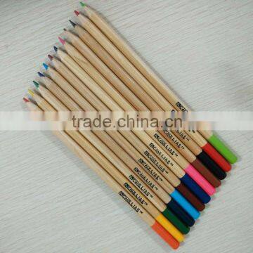 7" standard size hexagonal shape high quality 3.0mm color lead natural wood colored pencil with dipped end