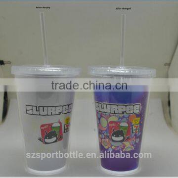 Temperature Sensitive Non Toxic Environmental Cold Change Color Plastic Cup