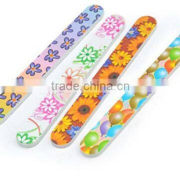 Flower printed colorful nail file double side sapphier files emery board