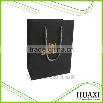 Custom logo black matt laminated fancy paper shopping bags