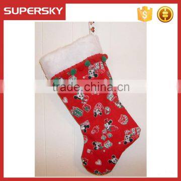 V-297 Wholesale promotional plush christmas stocking christmas hanging socks ornaments