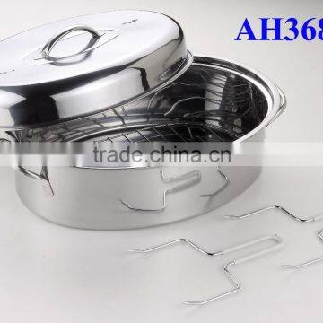 AH3687 5PCS STAINLESS STEEL OVAL ROASTER
