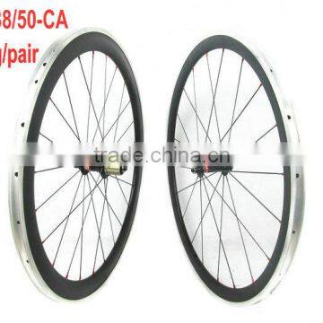 Mixed alloy carbon wheels 38mm front 50mm rear clincher bicycle wheel with Novatec hub