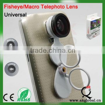 For Samsung Galaxy S5 Metal Bracelet Fisheye Macro Lens Universal 2 in 1 Lens Kit