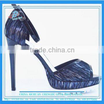 2016 Pretty hot women platform high heel sandals shinny upper blue color women sexy thin heel sandals for wholesale