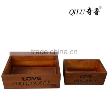 Promotional wine packaging pine wood box with rope handle