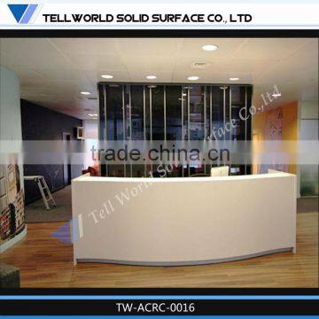 2015 Custom modern high gloss solid surface reception desk