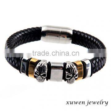 stainless steel magnetic clasp bracelet men leather