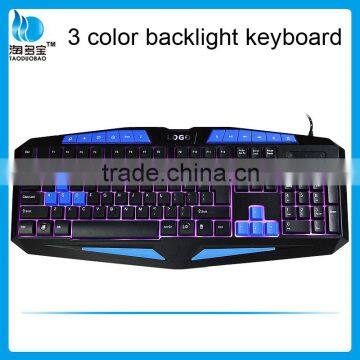 ISO factory wired gaming keyboard_three colors backlit keyboard