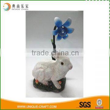 cheap price resin garden rabbit statues with solar light