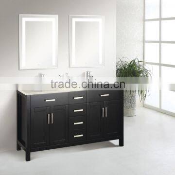 Solid Wood Double SInk Transitonal Customized Bathroom Furniture