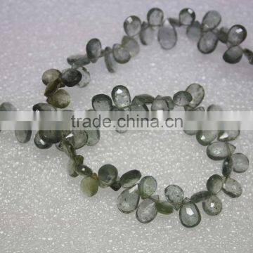 Moss Aquamarine Faceted Briolette Pear