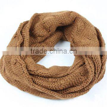 High quality Khaki knitted infinity scarf , factory price