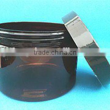 personal care use 450ml amber PET plastic jar with black cap