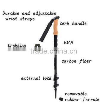 4 Seasons Accessories Quick and Easy Lock Cork Handle Carry Bag 100% Carbon Fiber Trekking Poles Walking Stick photo-6