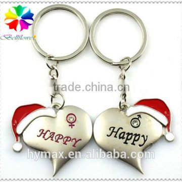 couples Christmas hat metal custom keychain